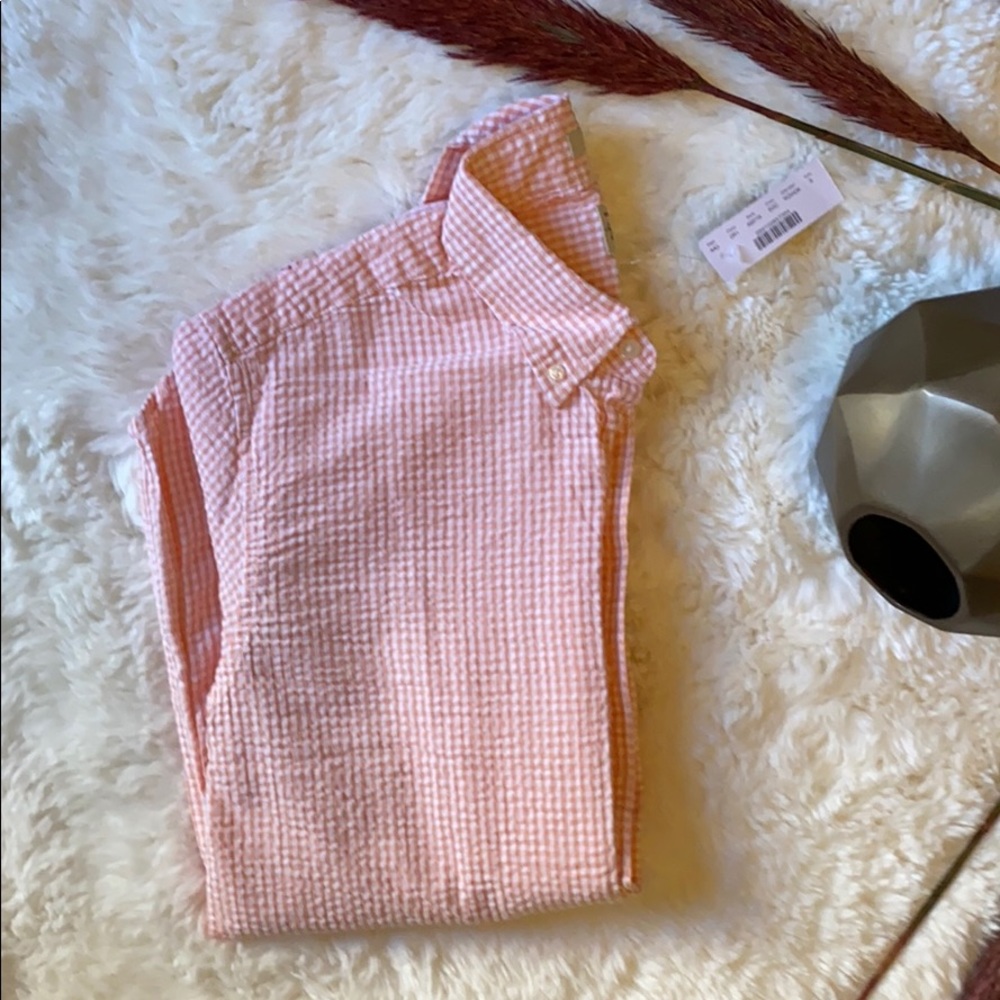 JCREW NEW MEN’S SMALL ORANGE SEERSUCKER SHIRT
